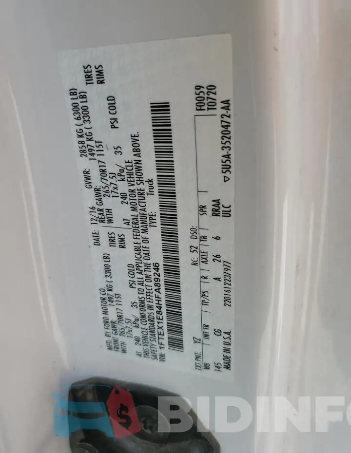 1FTEX1E84HFA89246 Photo# 12