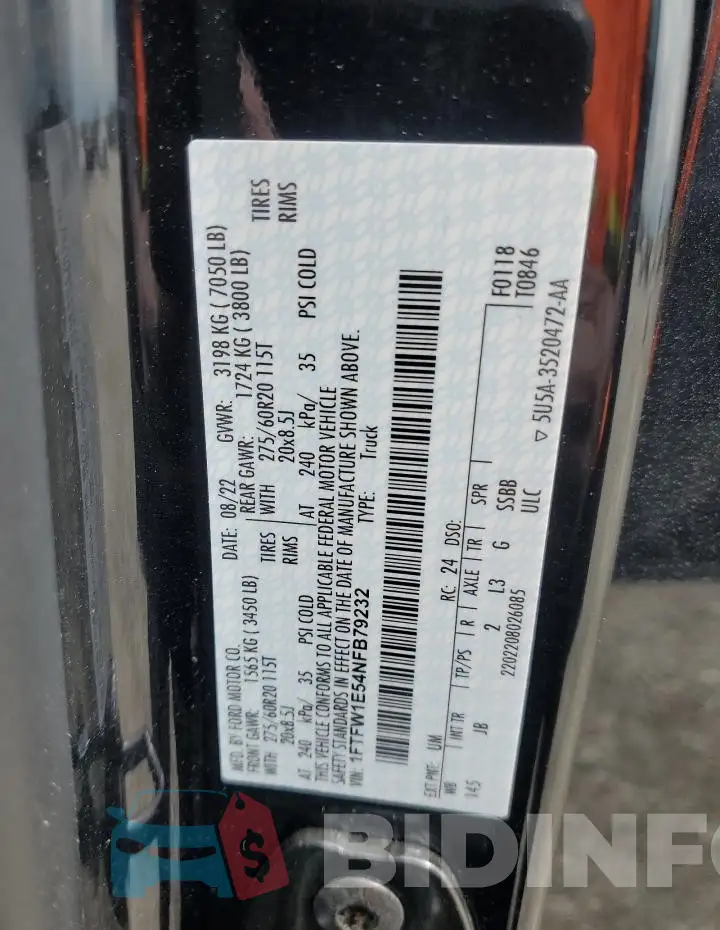 1FTFW1E54NFB79232 Photo# 12