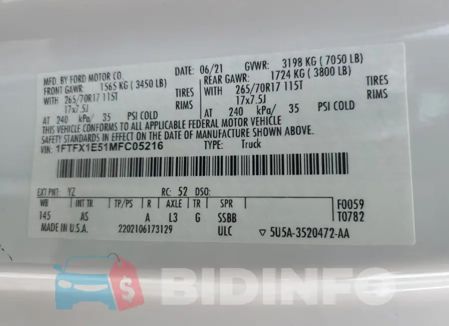 1FTFX1E51MFC05216 Photo# 12