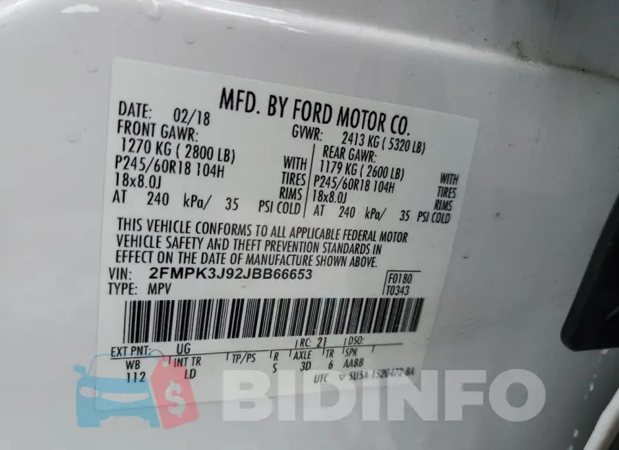 2FMPK3J92JBB66653 Photo# 14