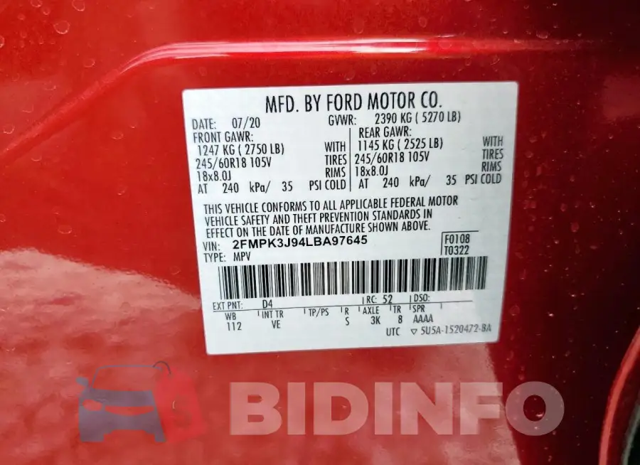 2FMPK3J94LBA97645 Photo# 13