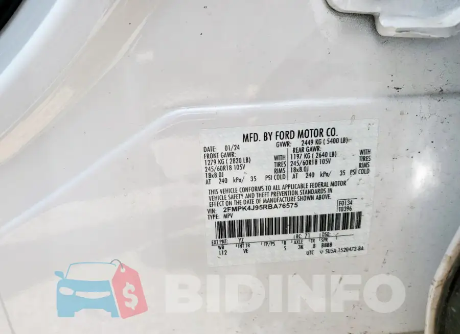 2FMPK4J95RBA76575 Photo# 14