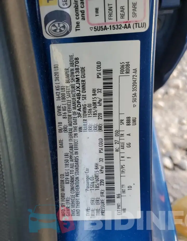 3FADP4BJXJM138708 Photo# 12