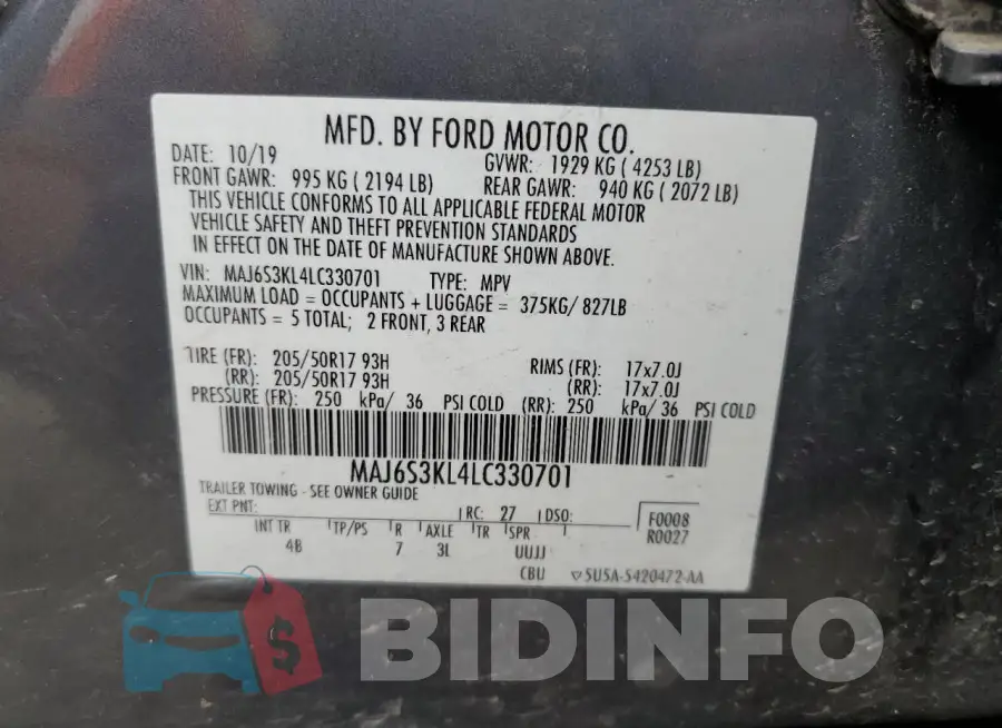 MAJ6S3KL4LC330701 Photo# 13