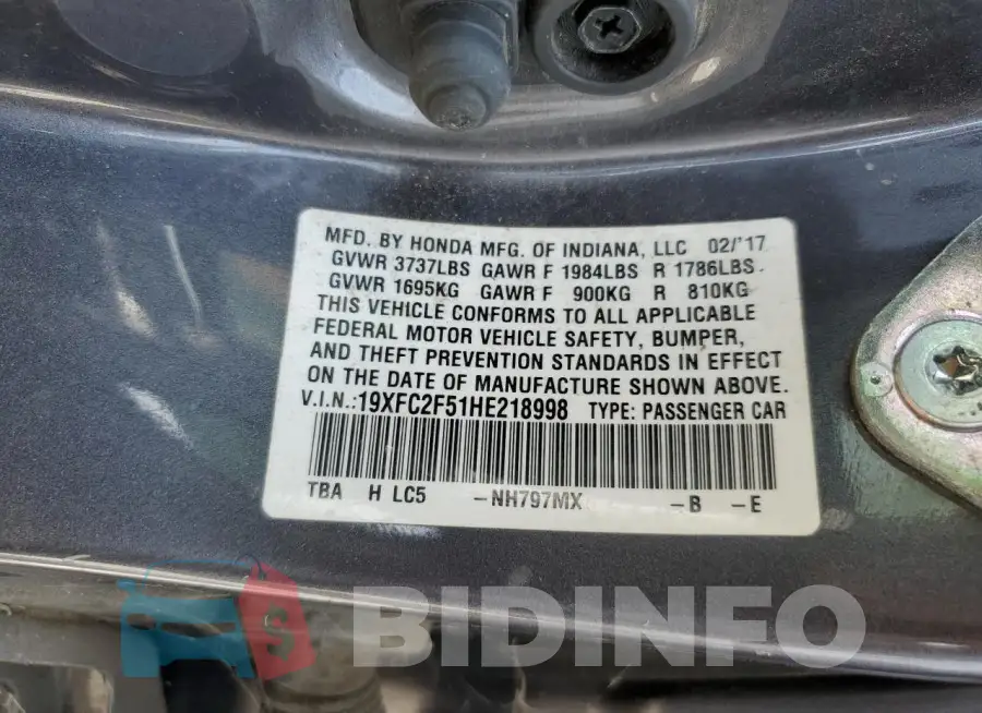 19XFC2F51HE218998 Photo# 12