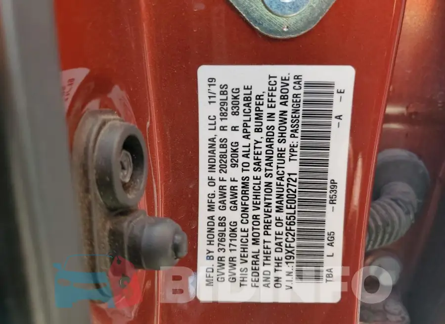 19XFC2F65LE002721 Photo# 12