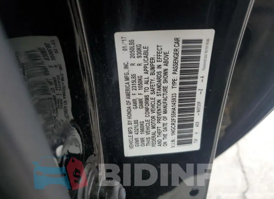 1HGCR2F55HA145933 Photo# 12