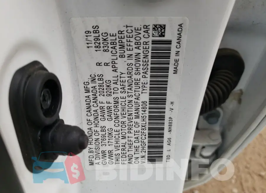 2HGFC2F8XLH514806 Photo# 12