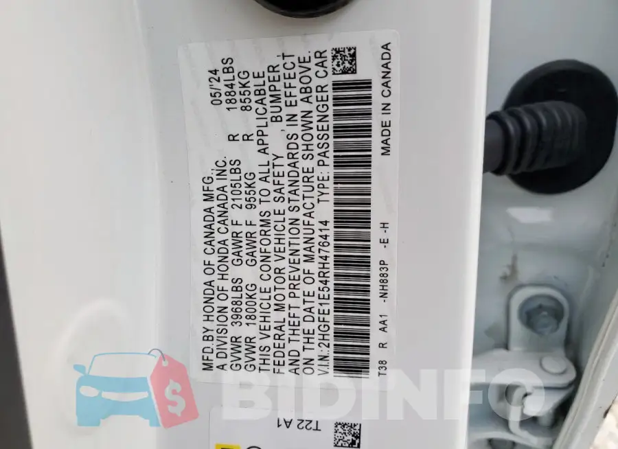 2HGFE1E54RH476414 Photo# 13