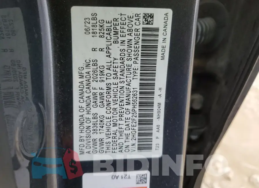 2HGFE2F25PH562631 Photo# 12