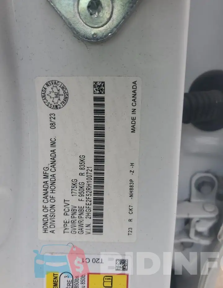 2HGFE2F52RH100721 Photo# 13