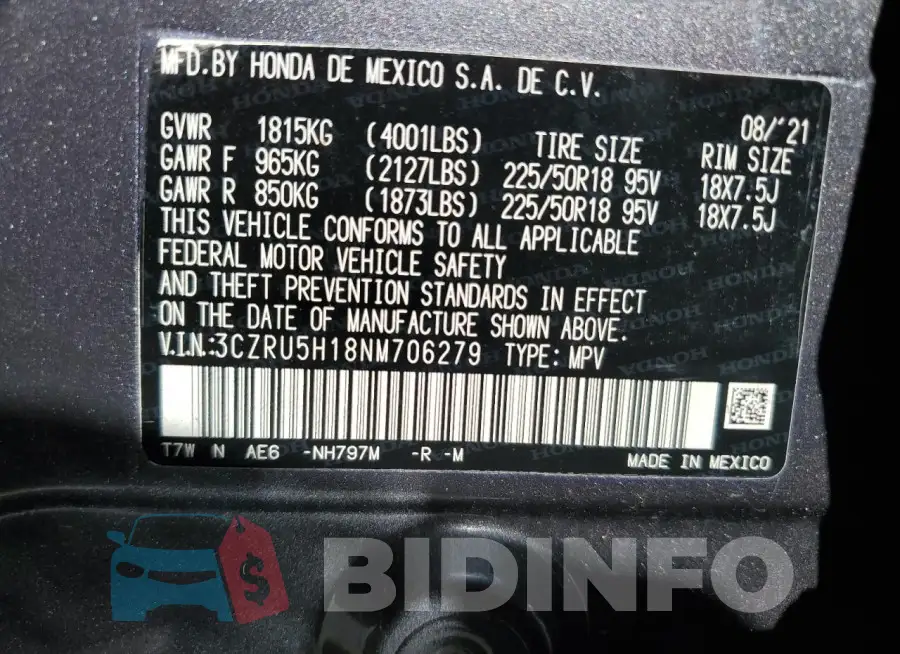 3CZRU5H18NM706279 Photo# 14