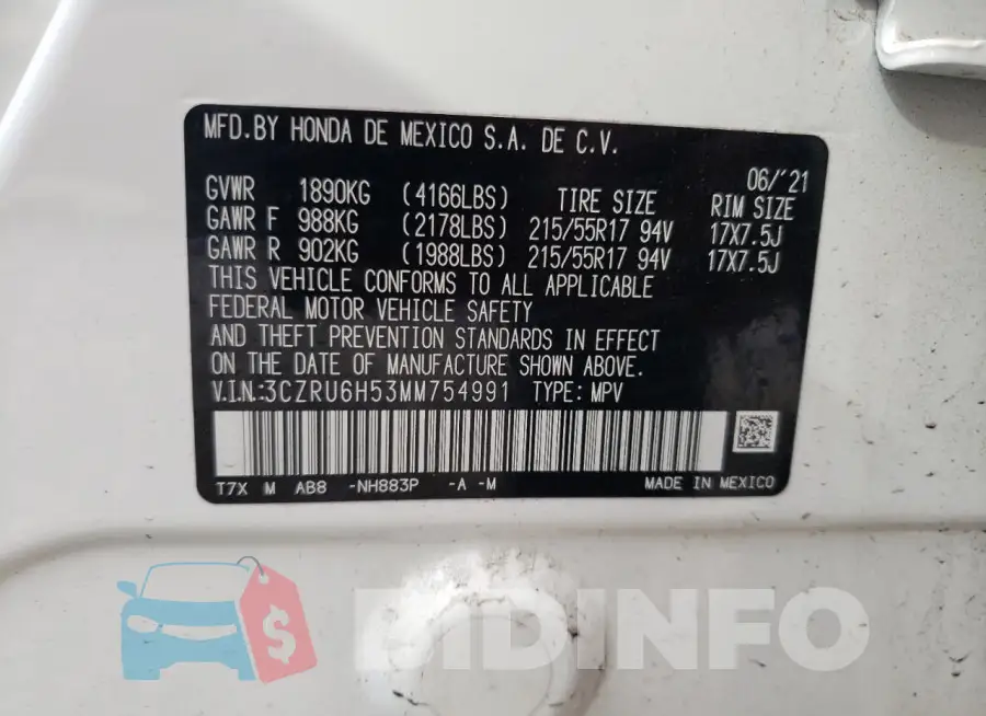 3CZRU6H53MM754991 Photo# 13