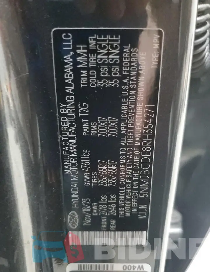 5NMJBCDE8RH354271 Photo# 13