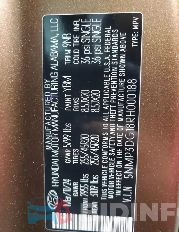 5NMP3DG18RH000188 Photo# 14