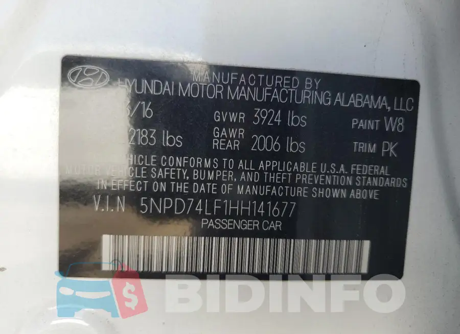 5NPD74LF1HH141677 Photo# 12