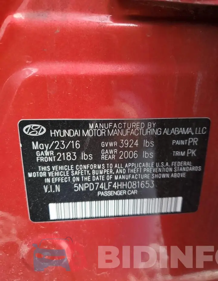 5NPD74LF4HH081653 Photo# 12