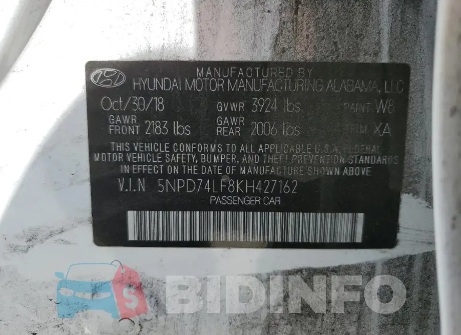 5NPD74LF8KH427162 Photo# 12