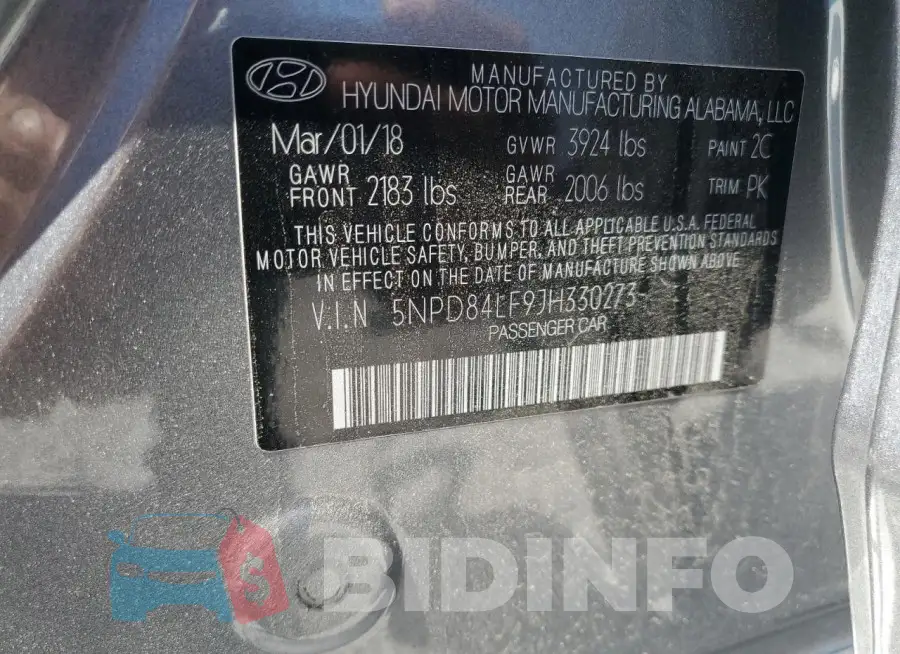 5NPD84LF9JH330273 Photo# 12