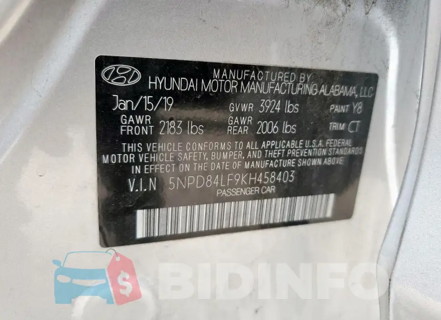 5NPD84LF9KH458403 Photo# 13