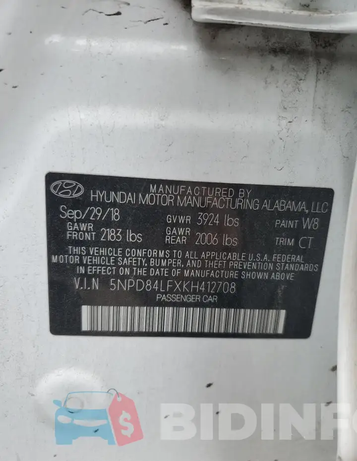 5NPD84LFXKH412708 Photo# 13