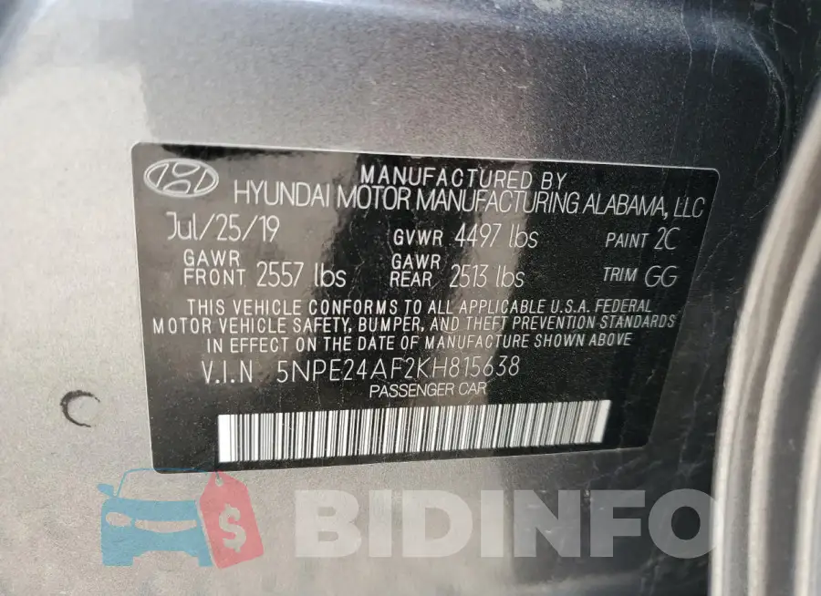 5NPE24AF2KH815638 Photo# 12