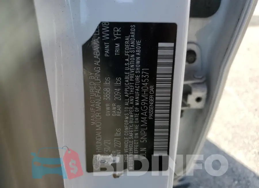 5NPLM4AG9MH045371 Photo# 12
