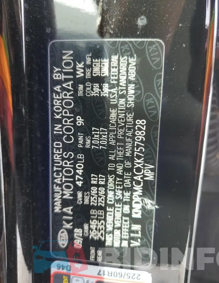 KNDPMCACXK7579828 Photo# 14