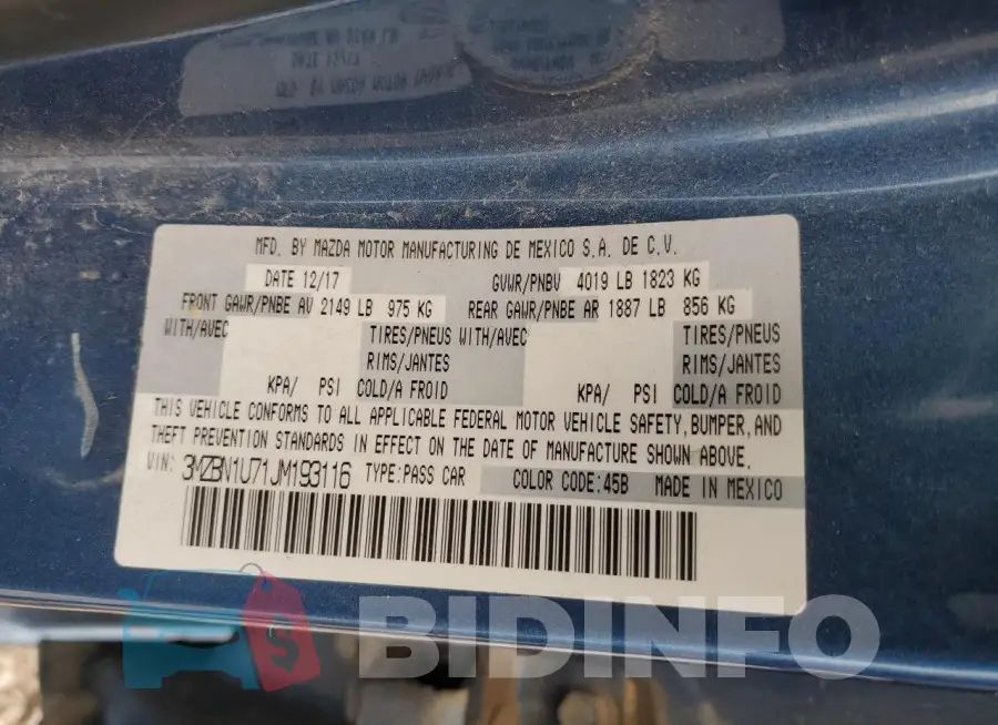 3MZBN1U71JM193116 Photo# 13