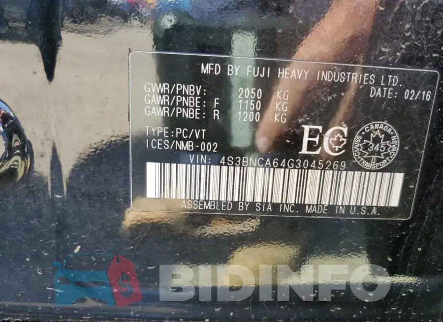 4S3BNCA64G3045269 Photo# 13