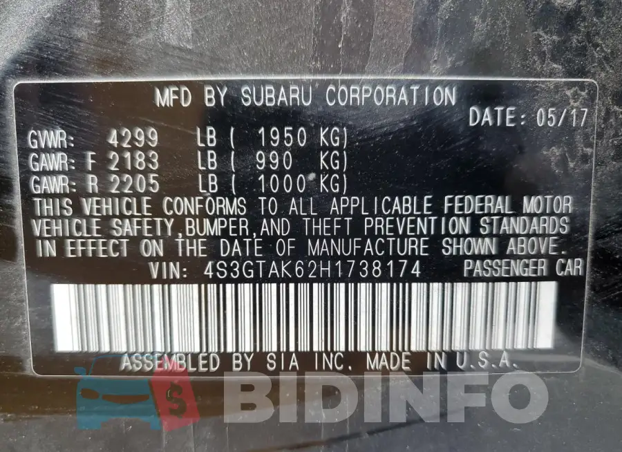 4S3GTAK62H1738174 Photo# 12