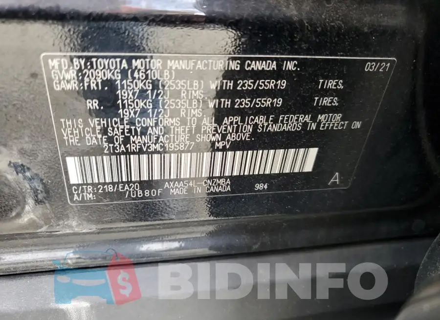 2T3A1RFV3MC195877 Photo# 13