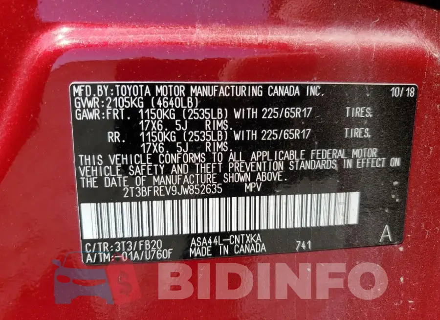 2T3BFREV9JW852635 Photo# 14