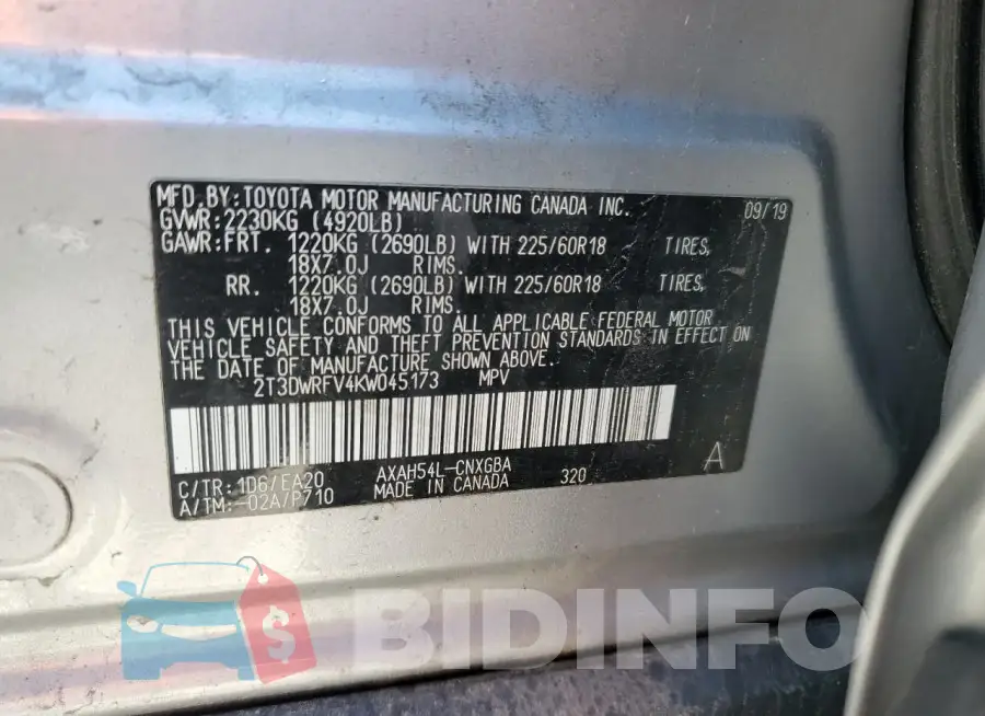 2T3DWRFV4KW045173 Photo# 14