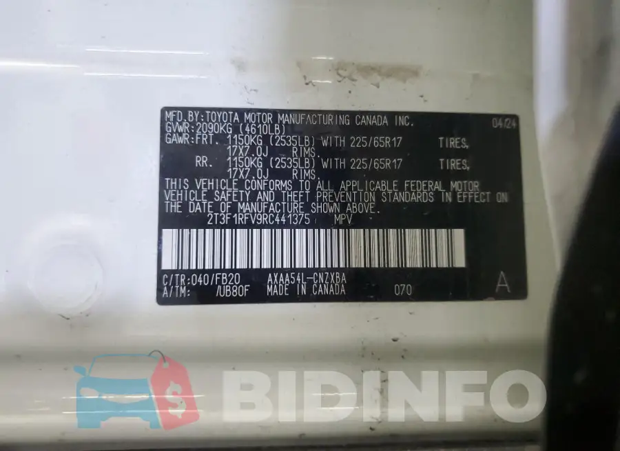 2T3F1RFV9RC441375 Photo# 14