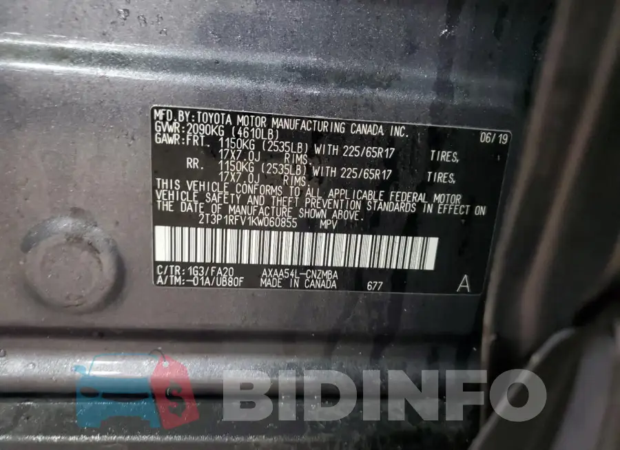 2T3P1RFV1KW060855 Photo# 13