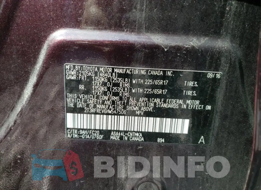 2T3RFREV6HW547506 Photo# 13