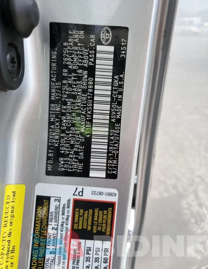 4T1BF1FK5GU178880 Photo# 12