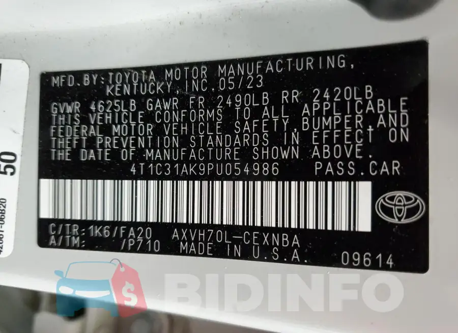 4T1C31AK9PU054986 Photo# 13