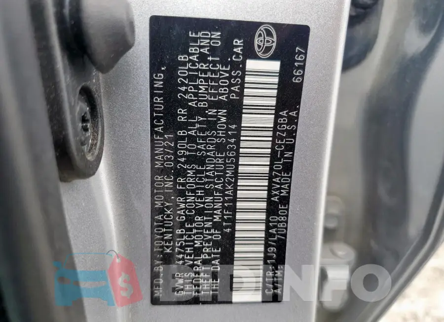 4T1F11AK2MU563414 Photo# 13