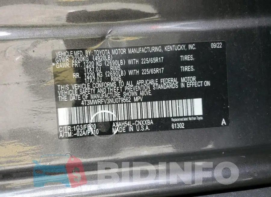 4T3MWRFV3NU079562 Photo# 13