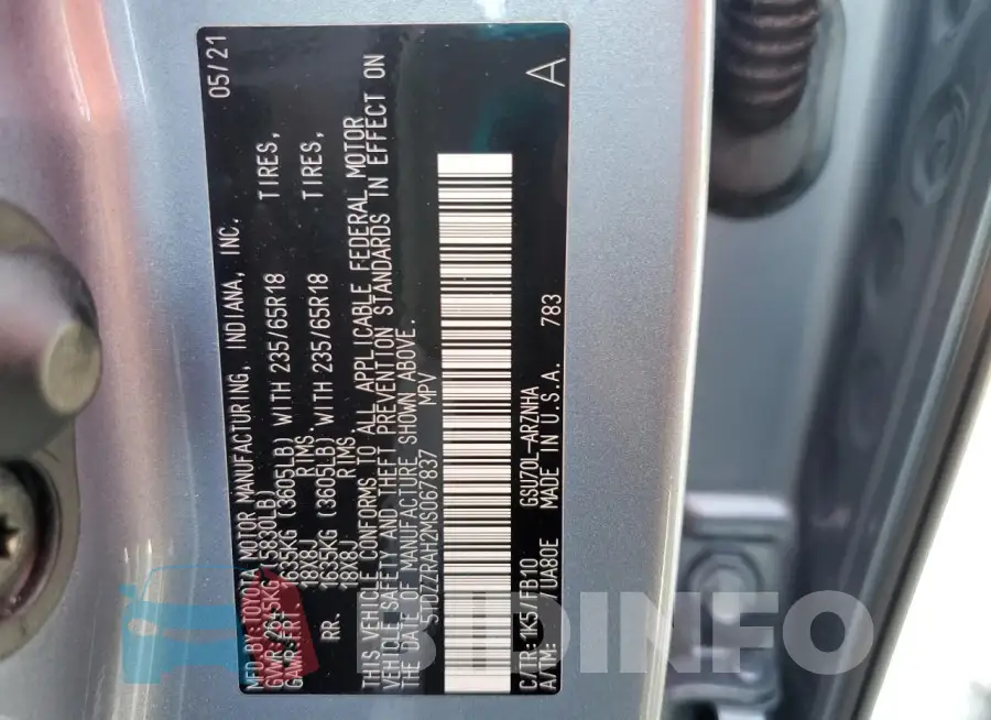 5TDZZRAH2MS067837 Photo# 13