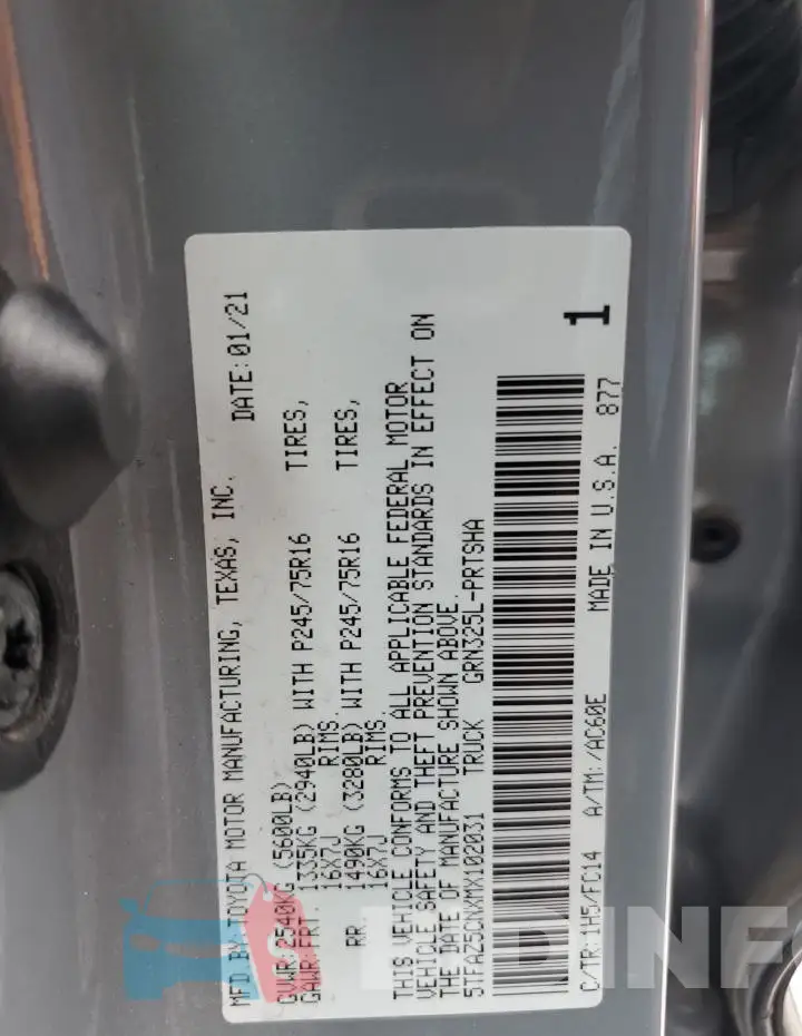 5TFAZ5CNXMX102031 Photo# 13