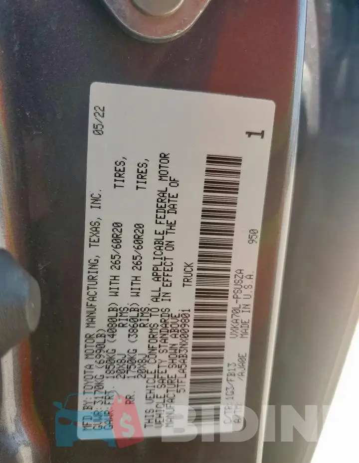 5TFLA5AB3NX009801 Photo# 12