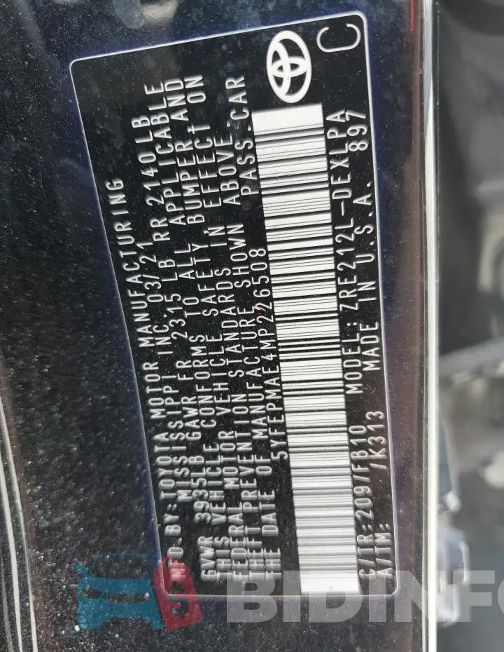 5YFEPMAE4MP226508 Photo# 12