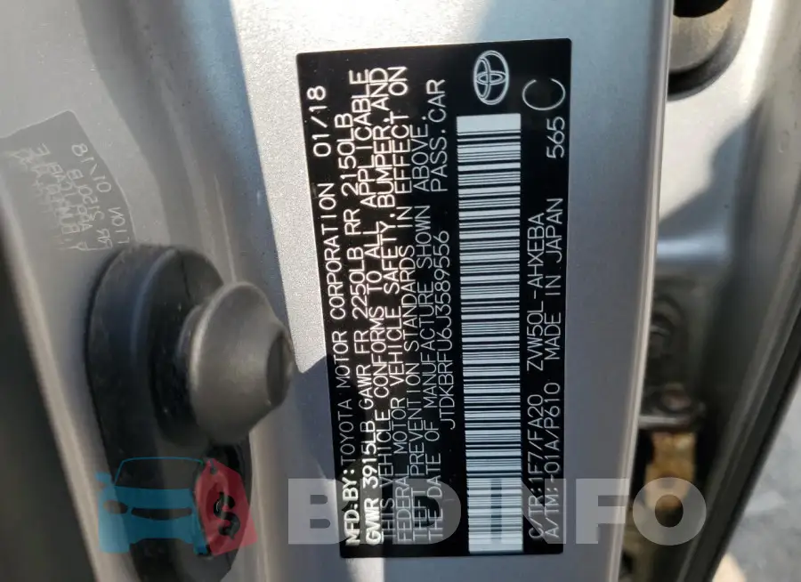 JTDKBRFU6J3589556 Photo# 13