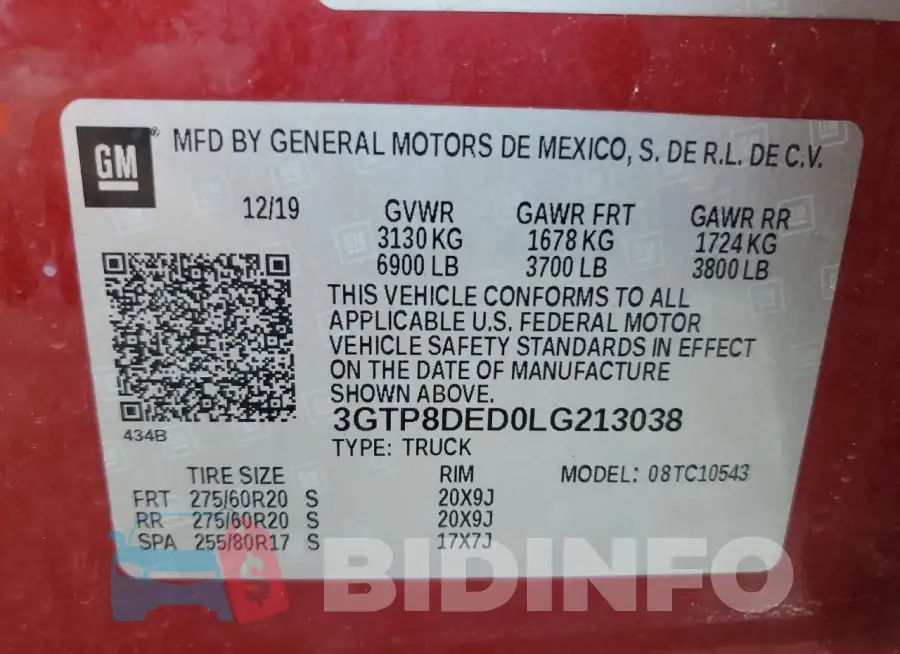 3GTP8DED0LG213038 Photo# 12