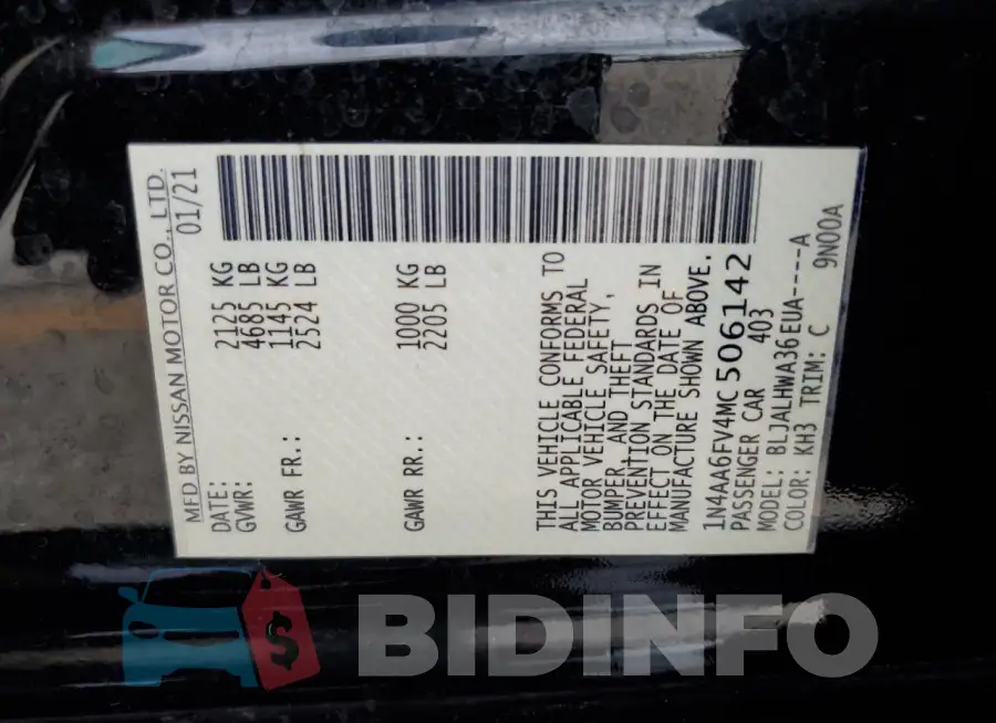 1N4AA6FV4MC506142 Photo# 13