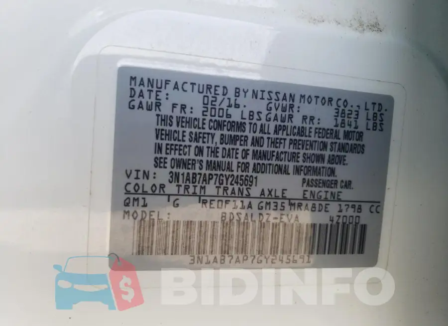 3N1AB7AP7GY245691 Photo# 12