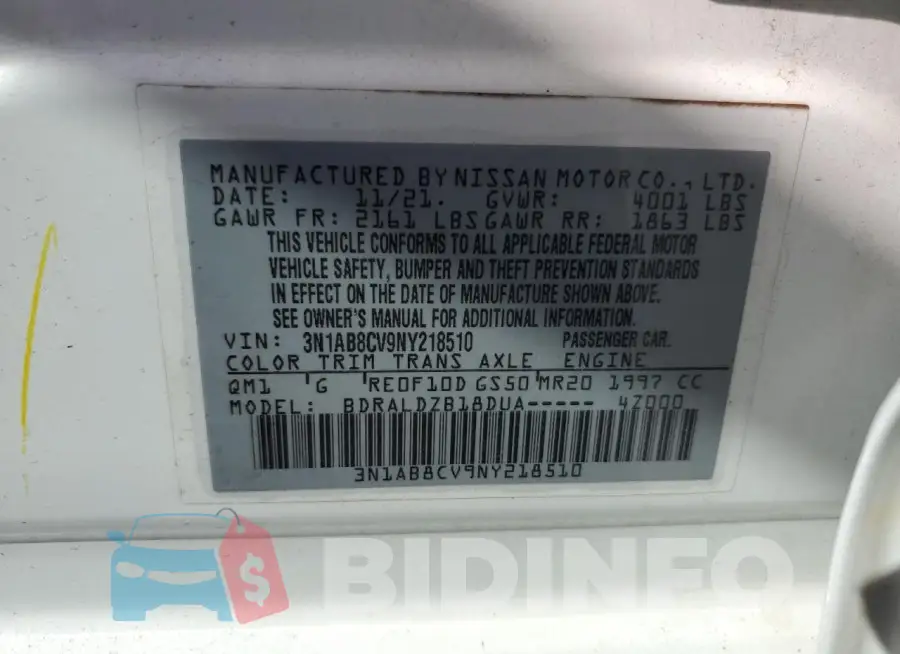 3N1AB8CV9NY218510 Photo# 13